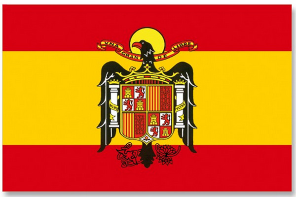 BANDERA ESPAÑOLA CON ESCUDO AGUILA DE SAN JUAN. 145 X 85 CTMS – Legionarios  de Fuengirola